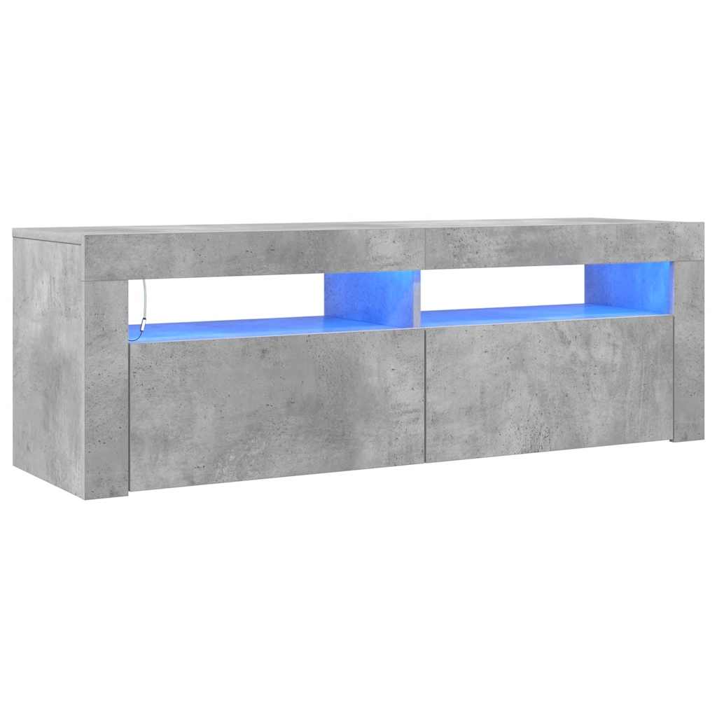 Meuble TV avec lumières LED gris béton 120x35x40 cm - XIOS