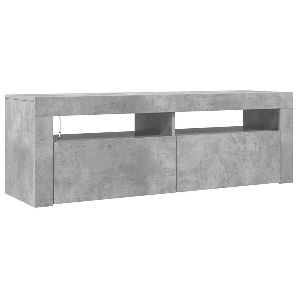 Meuble TV avec lumières LED gris béton 120x35x40 cm - XIOS