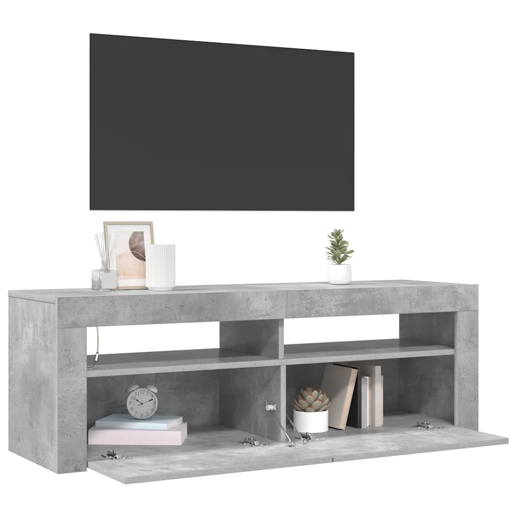 Meuble TV avec lumières LED gris béton 120x35x40 cm - XIOS