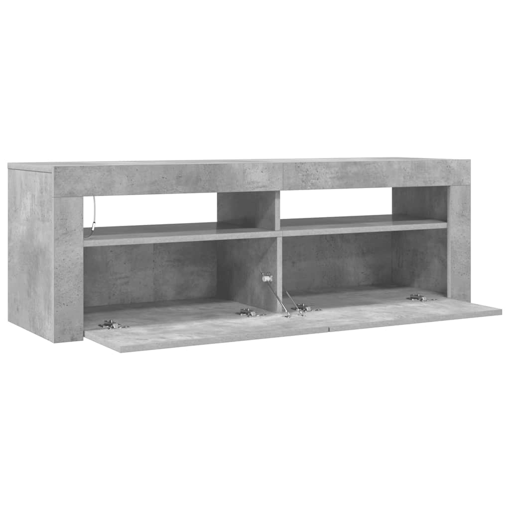 Meuble TV avec lumières LED gris béton 120x35x40 cm - XIOS
