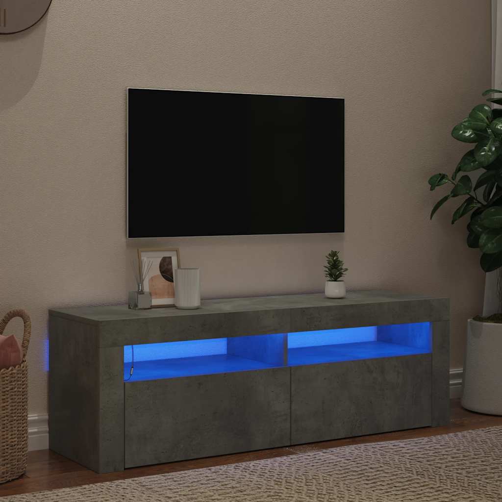 Meuble TV avec lumières LED gris béton 120x35x40 cm - XIOS