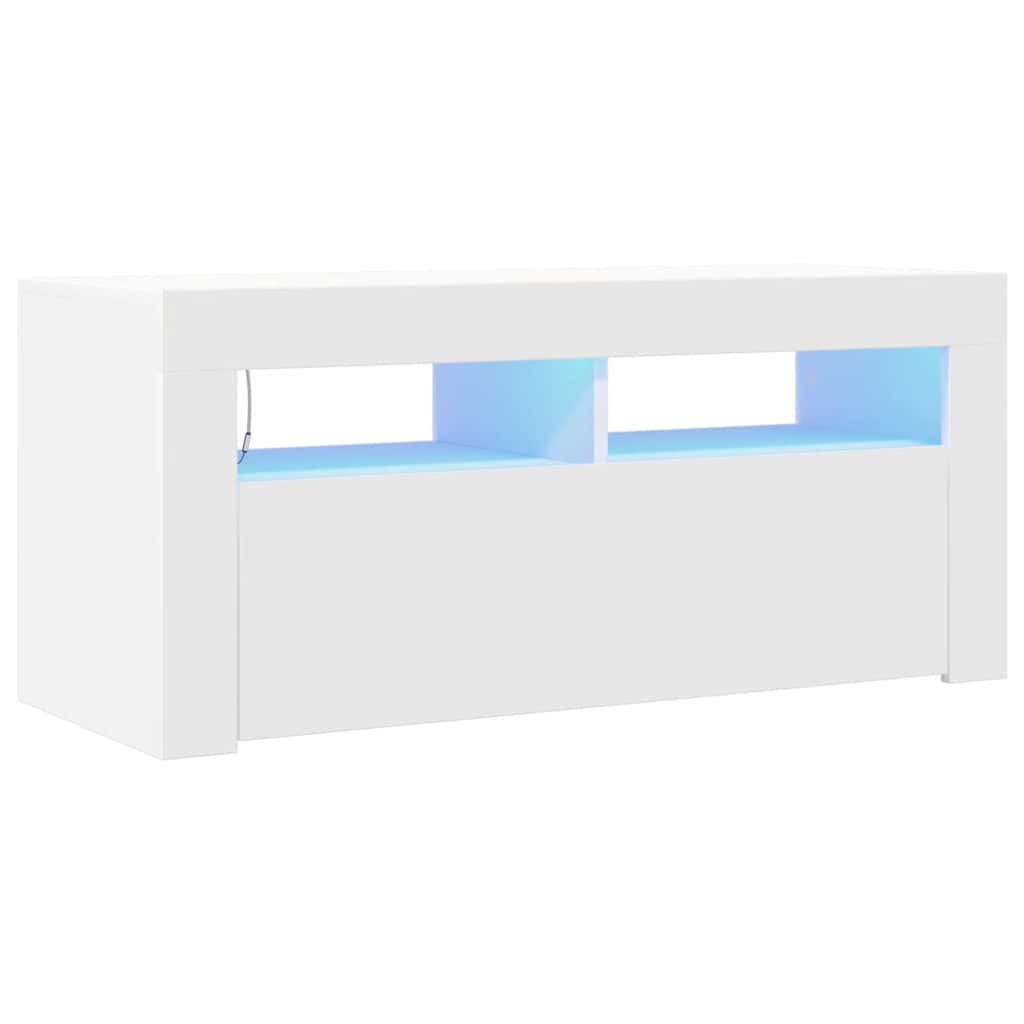 Meuble TV avec lumières LED blanc 90x35x40 cm - XIOS