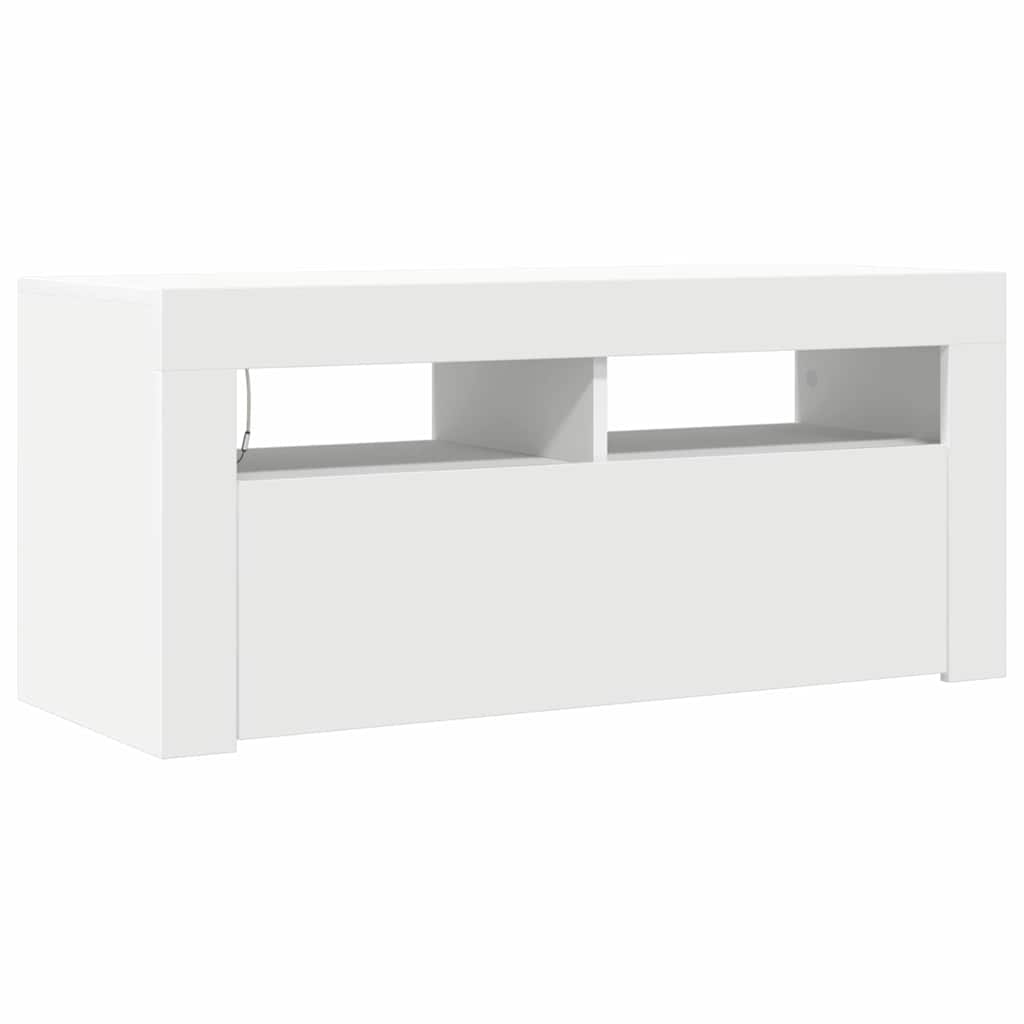 Meuble TV avec lumières LED blanc 90x35x40 cm - XIOS