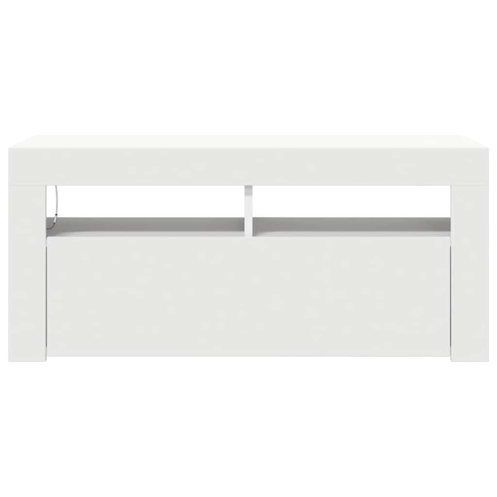 Meuble TV avec lumières LED blanc 90x35x40 cm - XIOS