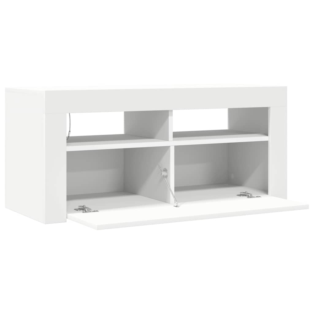 Meuble TV avec lumières LED blanc 90x35x40 cm - XIOS