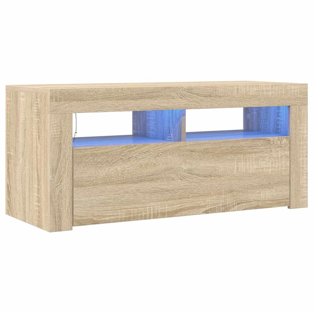 Meuble TV avec lumières LED chêne sonoma 90x35x40 cm - XIOS