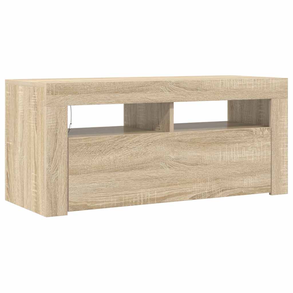 Meuble TV avec lumières LED chêne sonoma 90x35x40 cm - XIOS