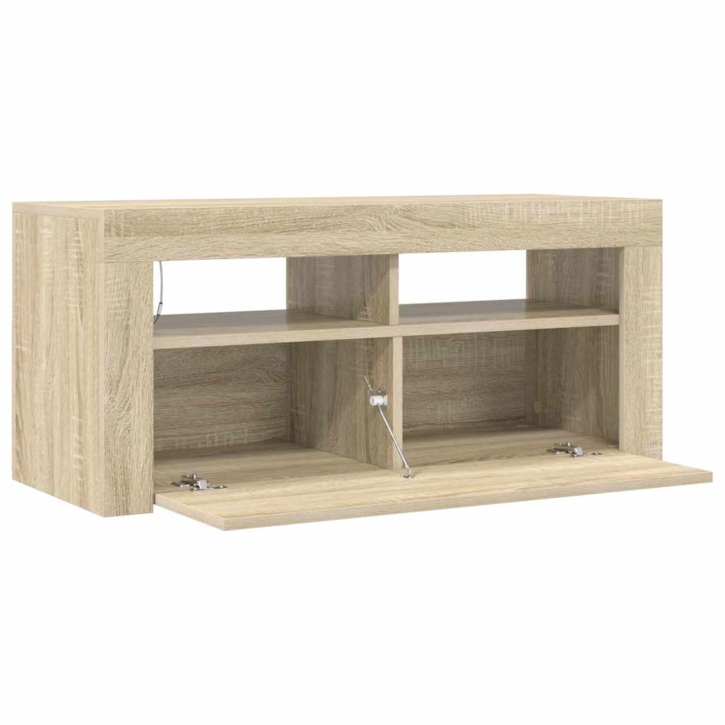 Meuble TV avec lumières LED chêne sonoma 90x35x40 cm - XIOS