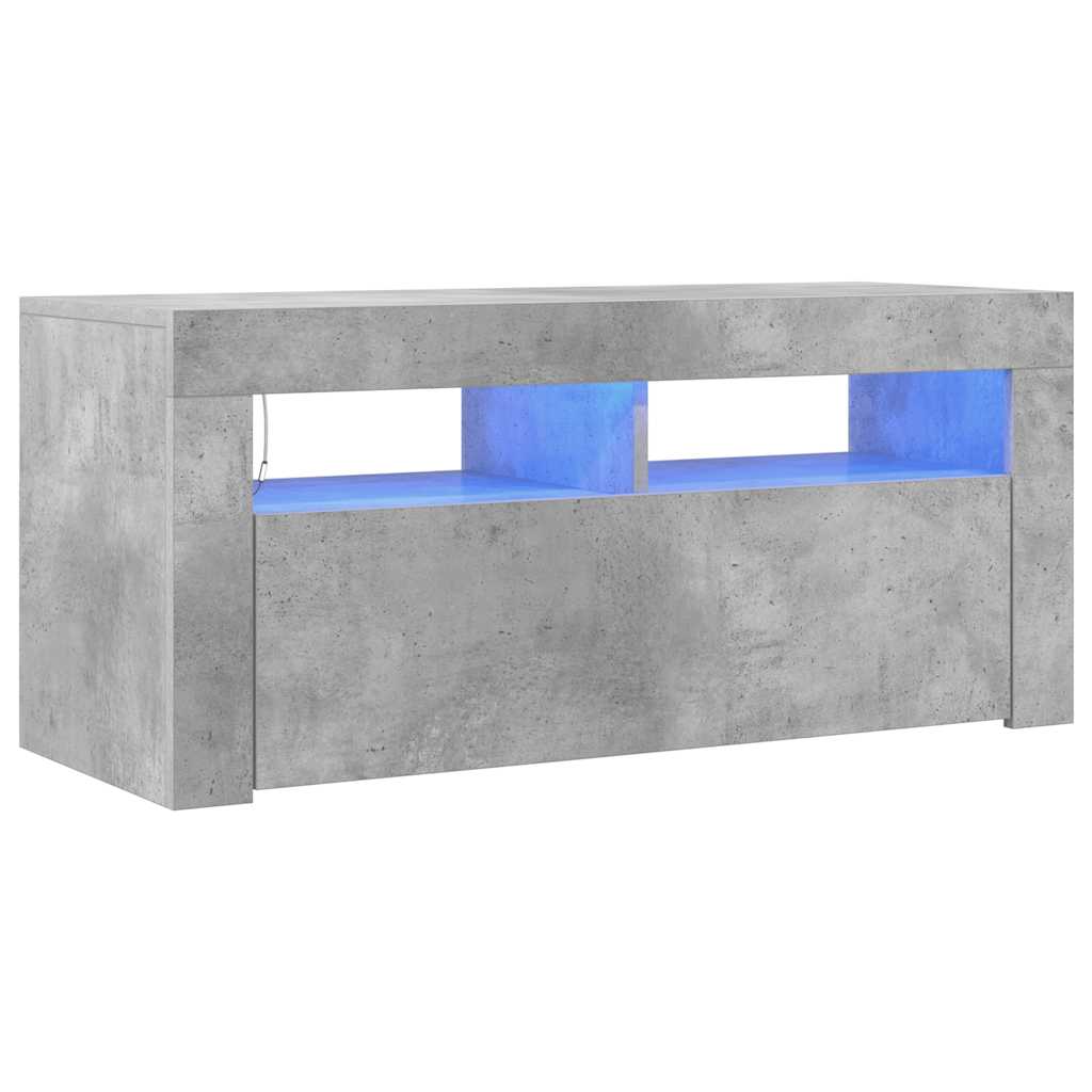 Meuble TV avec lumières LED gris béton 90x35x40 cm - XIOS