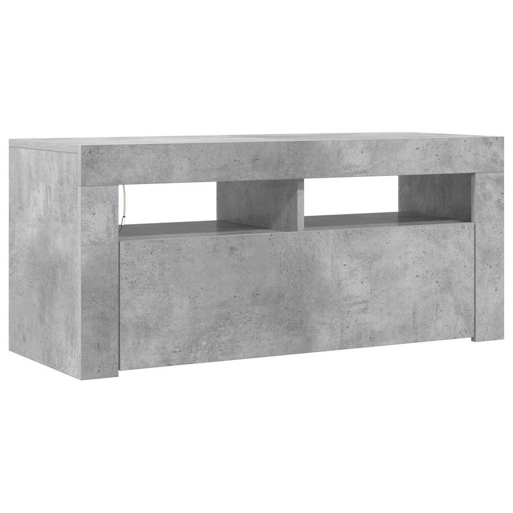 Meuble TV avec lumières LED gris béton 90x35x40 cm - XIOS