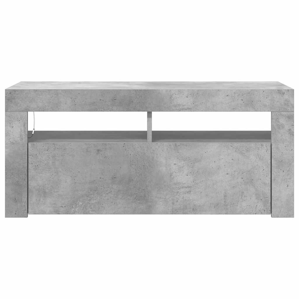 Meuble TV avec lumières LED gris béton 90x35x40 cm - XIOS