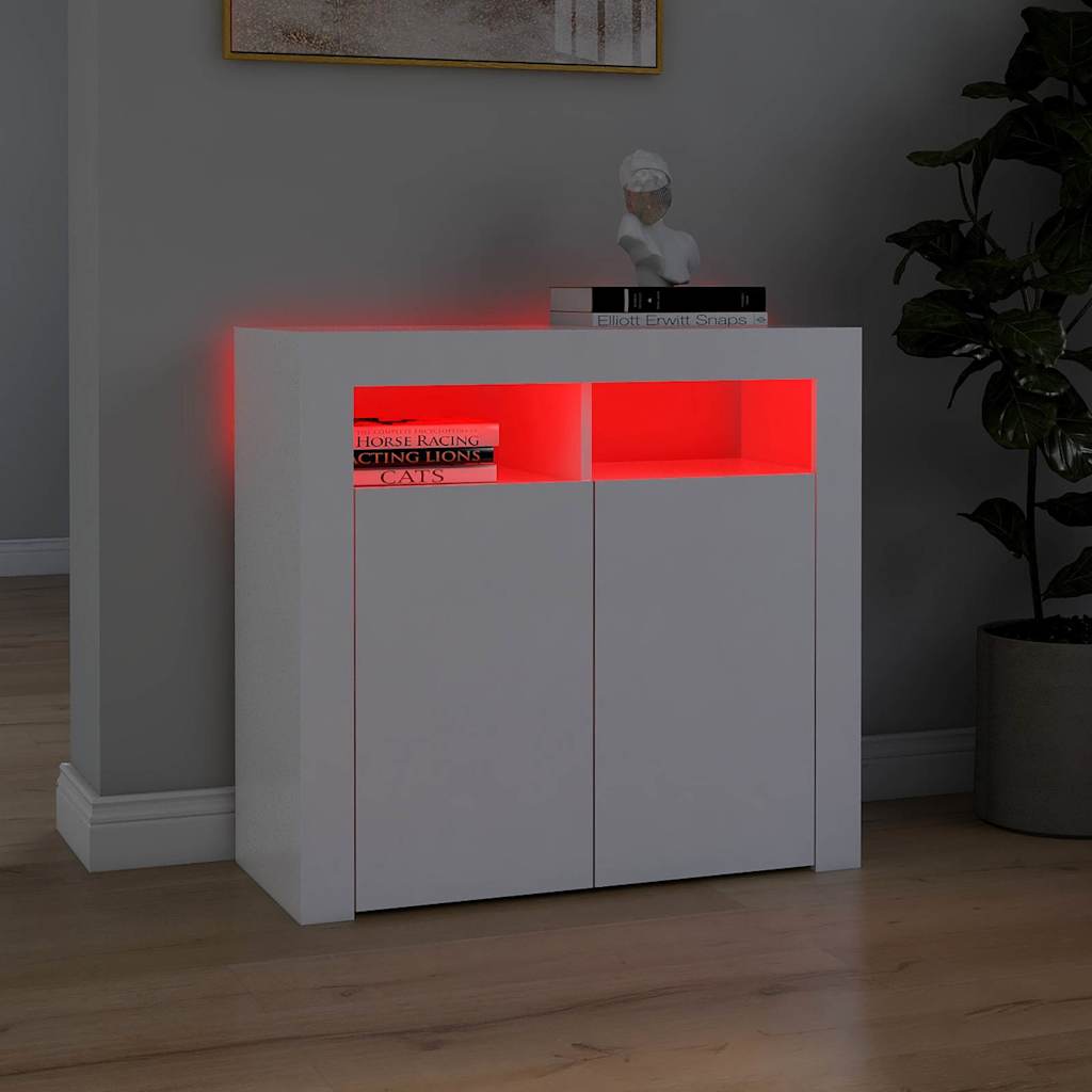 Buffet avec lumières LED Blanc 80x35x75 cm - XIOS
