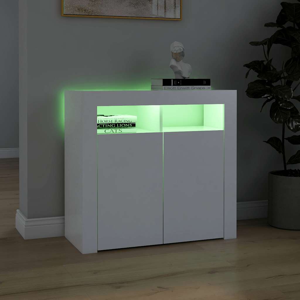 Buffet avec lumières LED Blanc 80x35x75 cm - XIOS