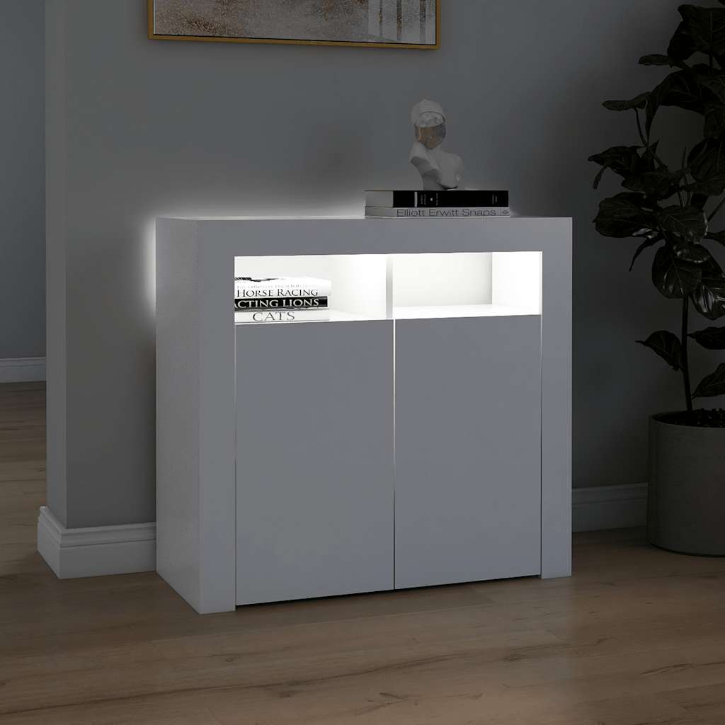 Buffet avec lumières LED Blanc 80x35x75 cm - XIOS
