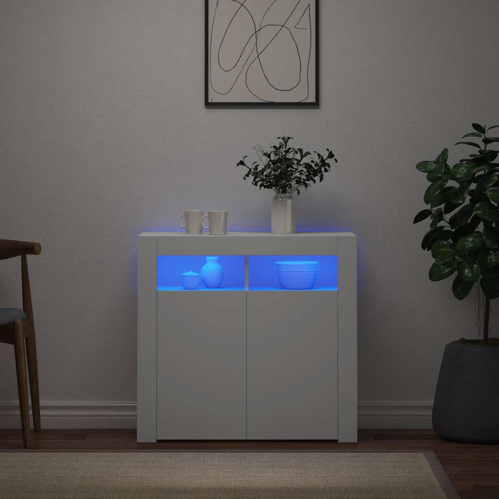 Buffet avec lumières LED Blanc 80x35x75 cm - XIOS