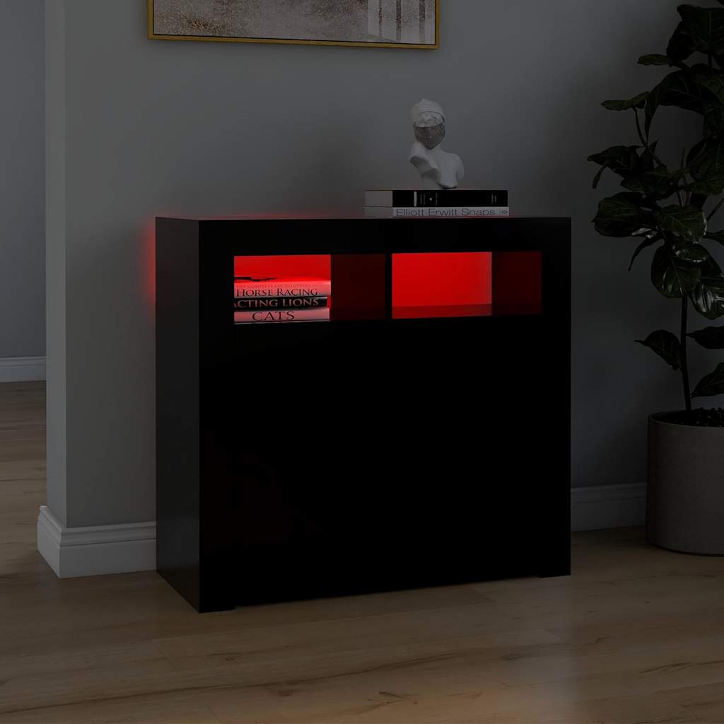 Buffet avec lumières LED noir 80x35x75 cm - XIOS
