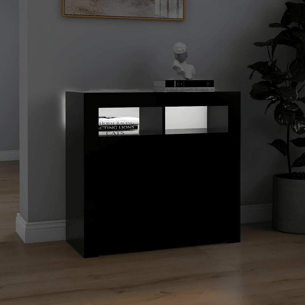 Buffet avec lumières LED noir 80x35x75 cm - XIOS