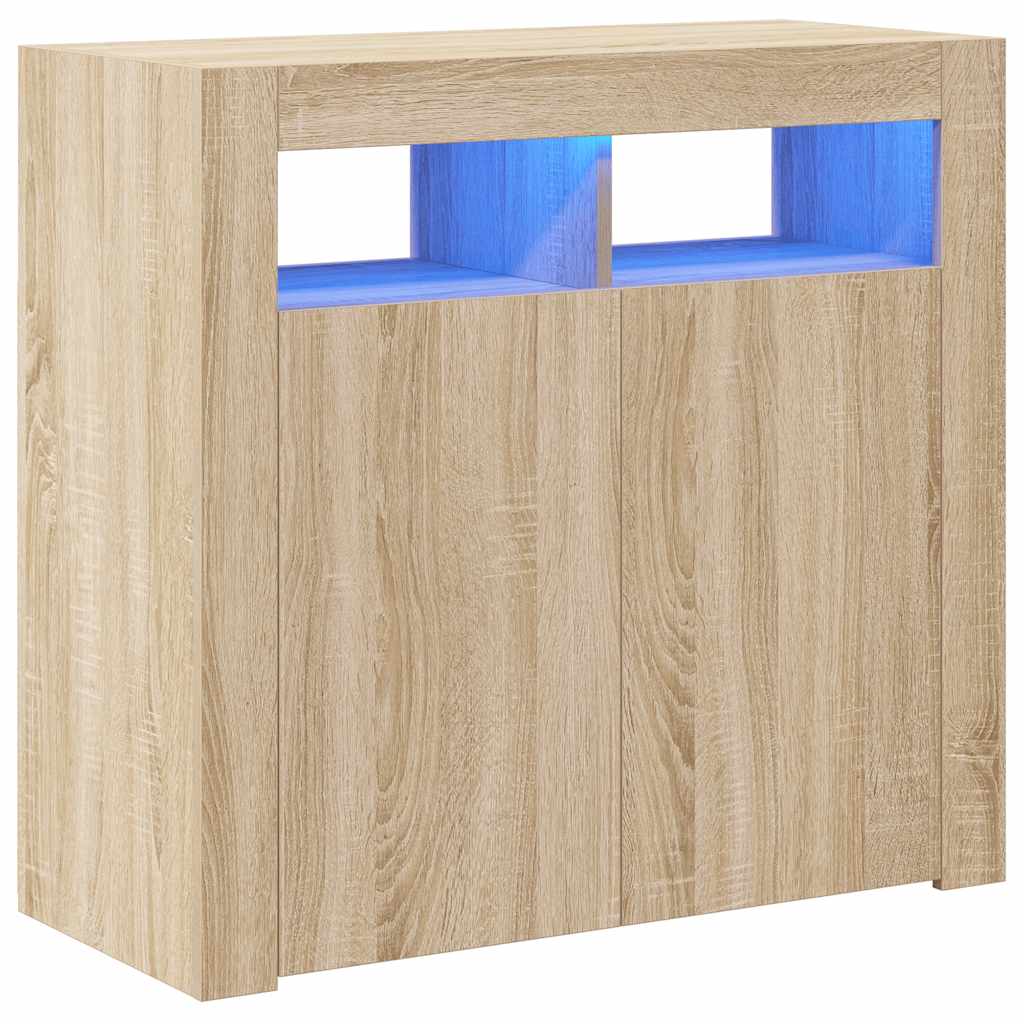 Buffet avec lumières LED chêne sonoma 80x35x75 cm - XIOS