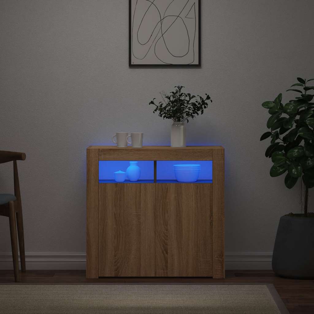 Buffet avec lumières LED chêne sonoma 80x35x75 cm - XIOS