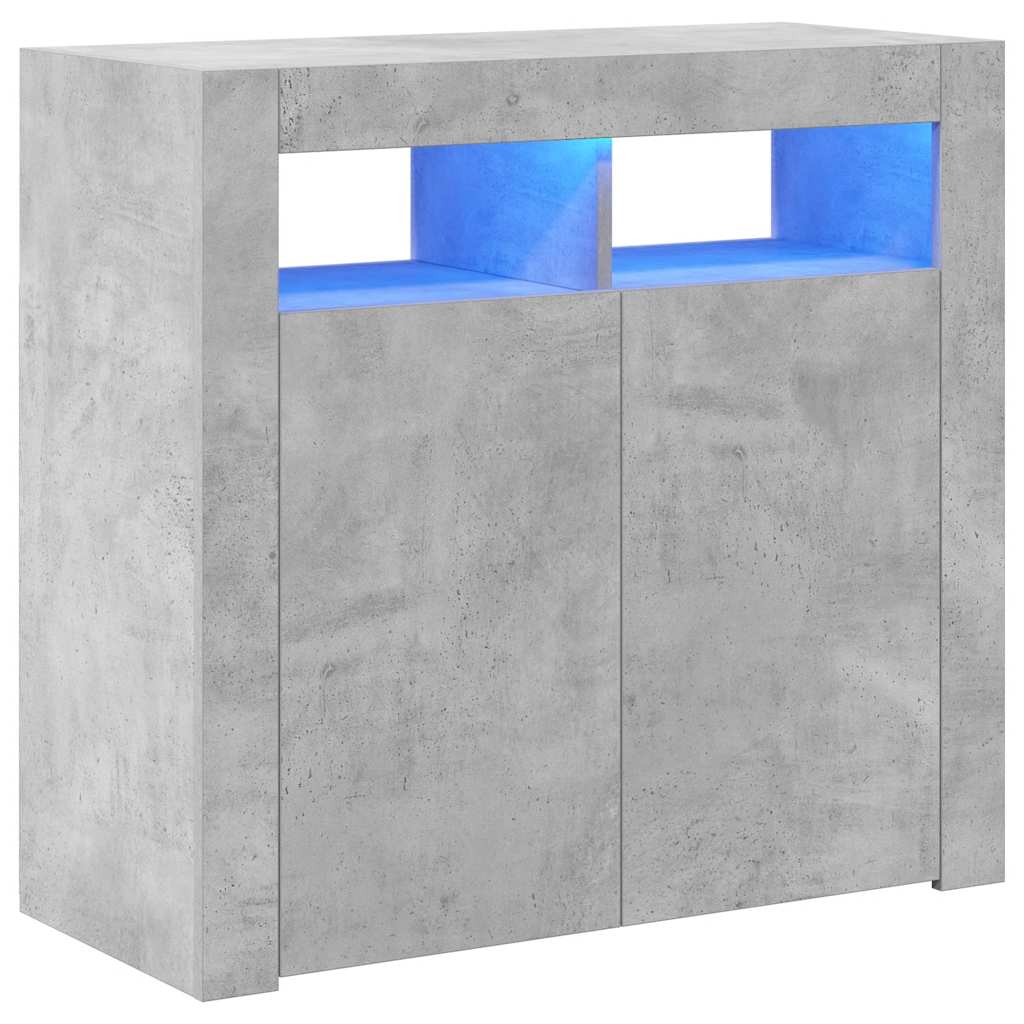 Buffet avec lumières LED gris béton 80x35x75 cm - XIOS