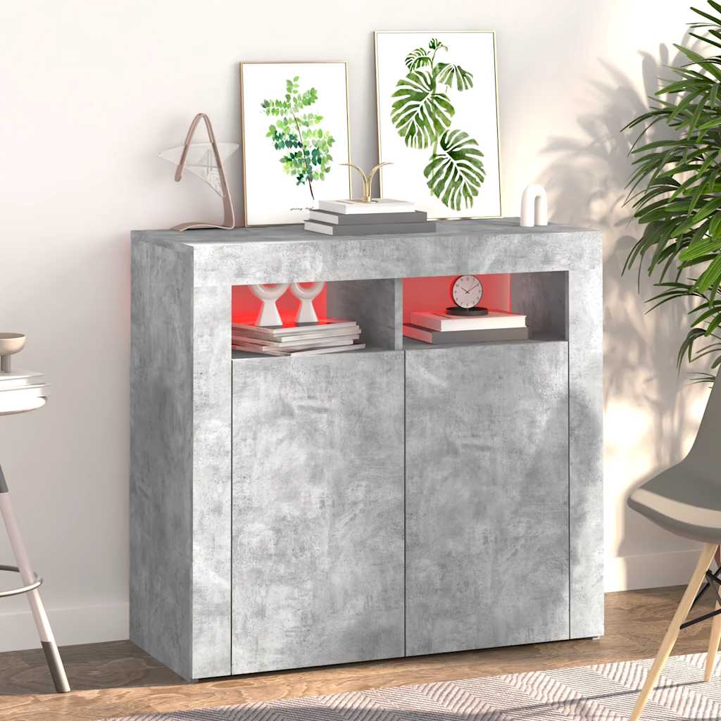Buffet avec lumières LED gris béton 80x35x75 cm - XIOS