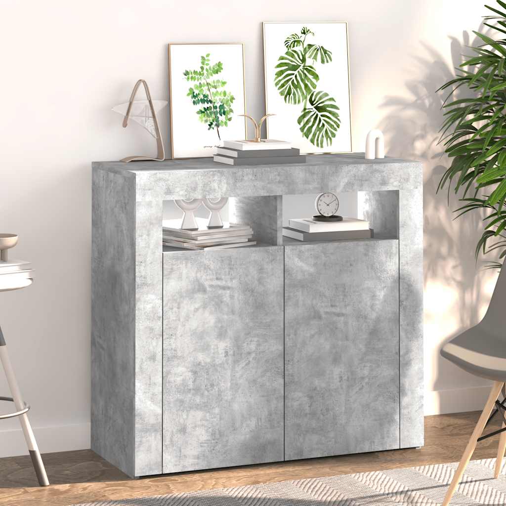Buffet avec lumières LED gris béton 80x35x75 cm - XIOS