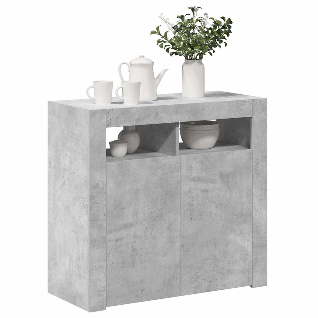 Buffet avec lumières LED gris béton 80x35x75 cm - XIOS
