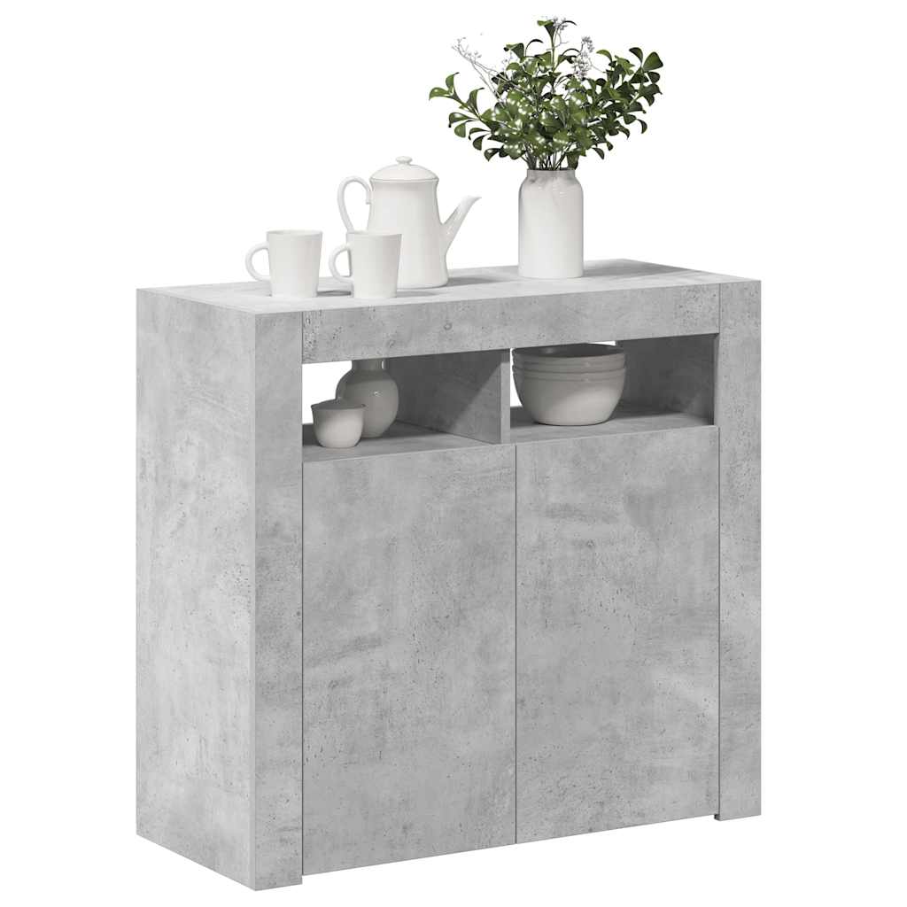 Buffet avec lumières LED gris béton 80x35x75 cm - XIOS