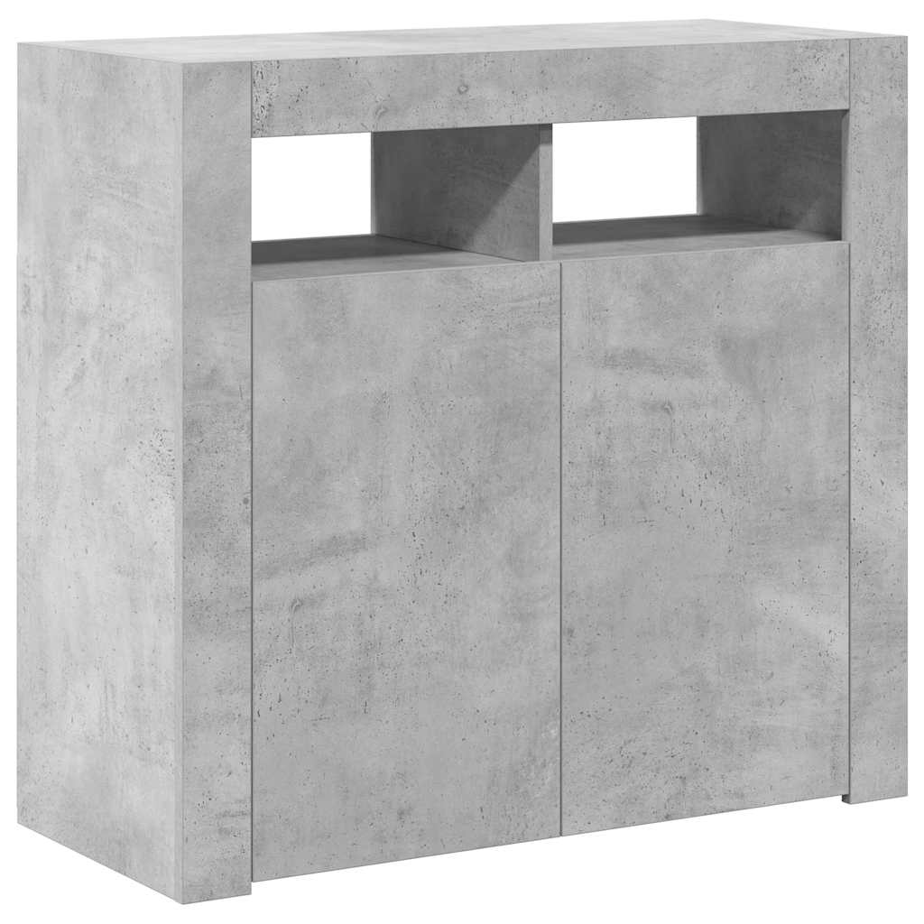 Buffet avec lumières LED gris béton 80x35x75 cm - XIOS