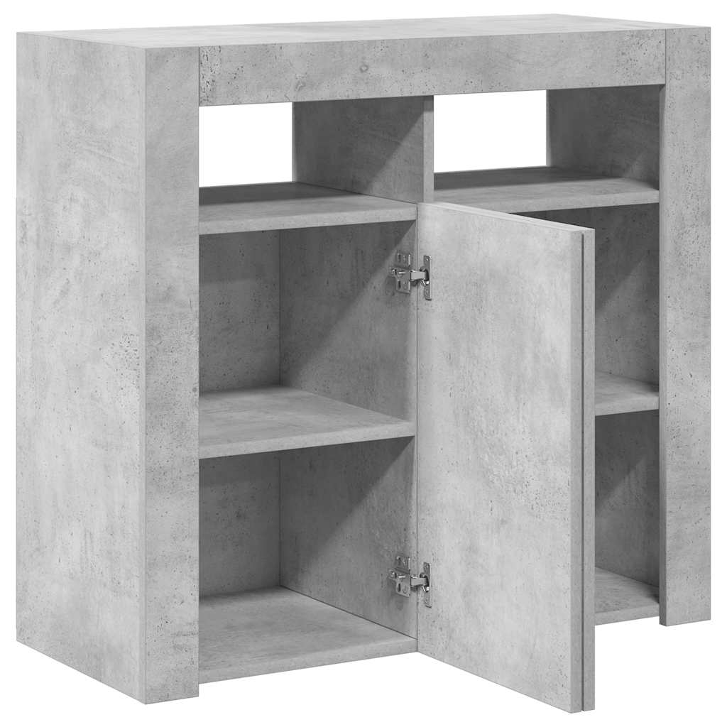 Buffet avec lumières LED gris béton 80x35x75 cm - XIOS