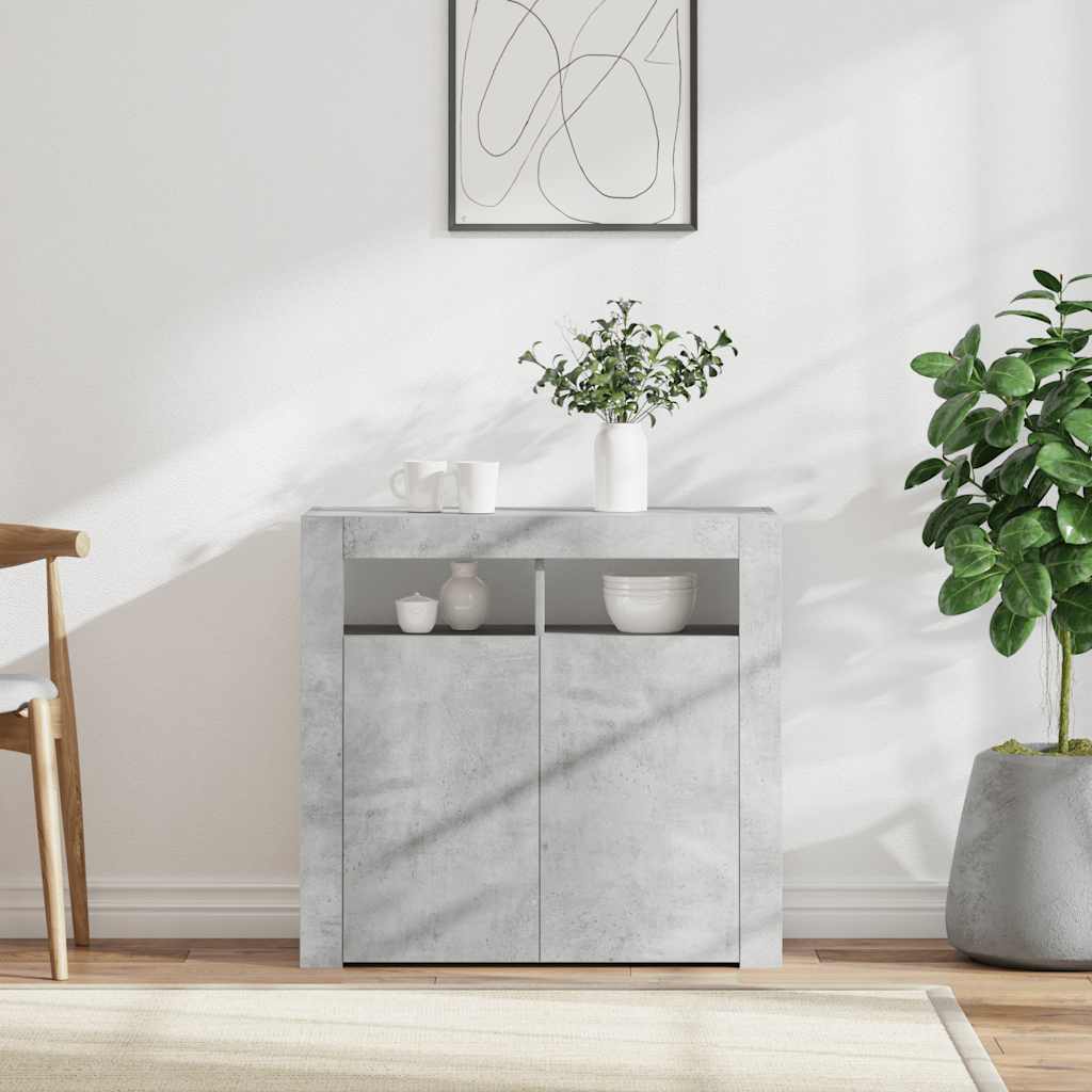 Buffet avec lumières LED gris béton 80x35x75 cm - XIOS