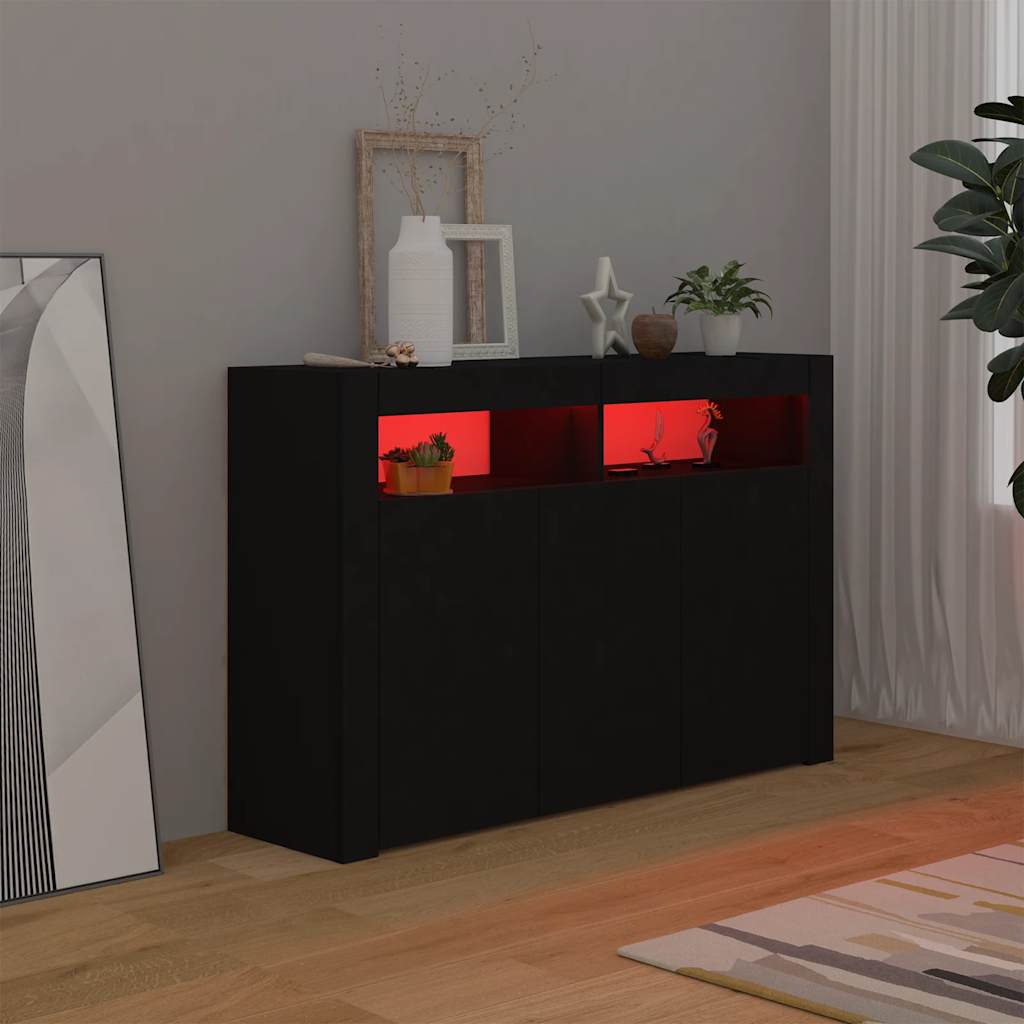 Buffet avec lumières LED noir 115,5x30x75 cm - XIOS