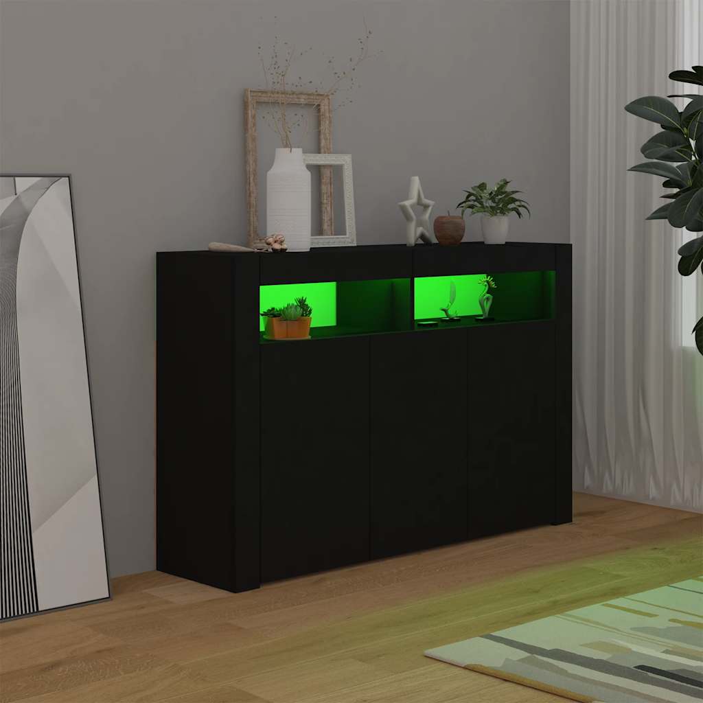 Buffet avec lumières LED noir 115,5x30x75 cm - XIOS