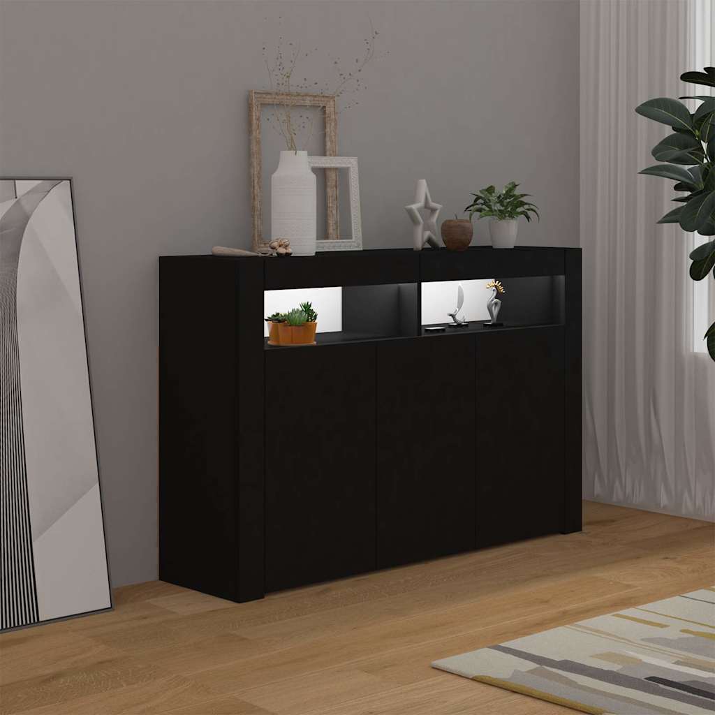 Buffet avec lumières LED noir 115,5x30x75 cm - XIOS