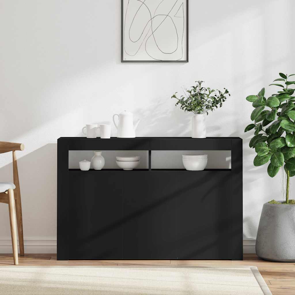 Buffet avec lumières LED noir 115,5x30x75 cm - XIOS