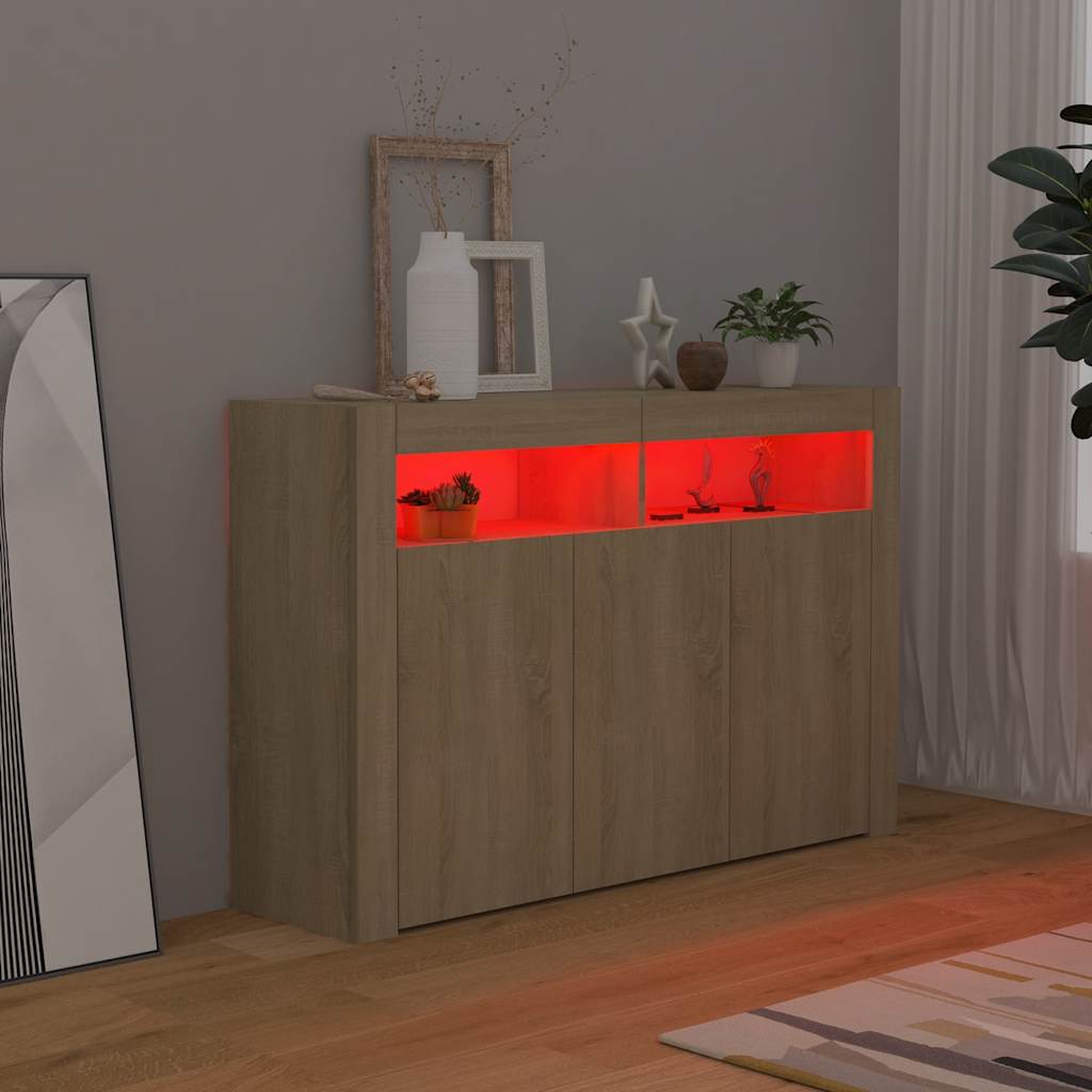 Buffet avec lumières LED chêne sonoma 115,5x30x75 cm - XIOS