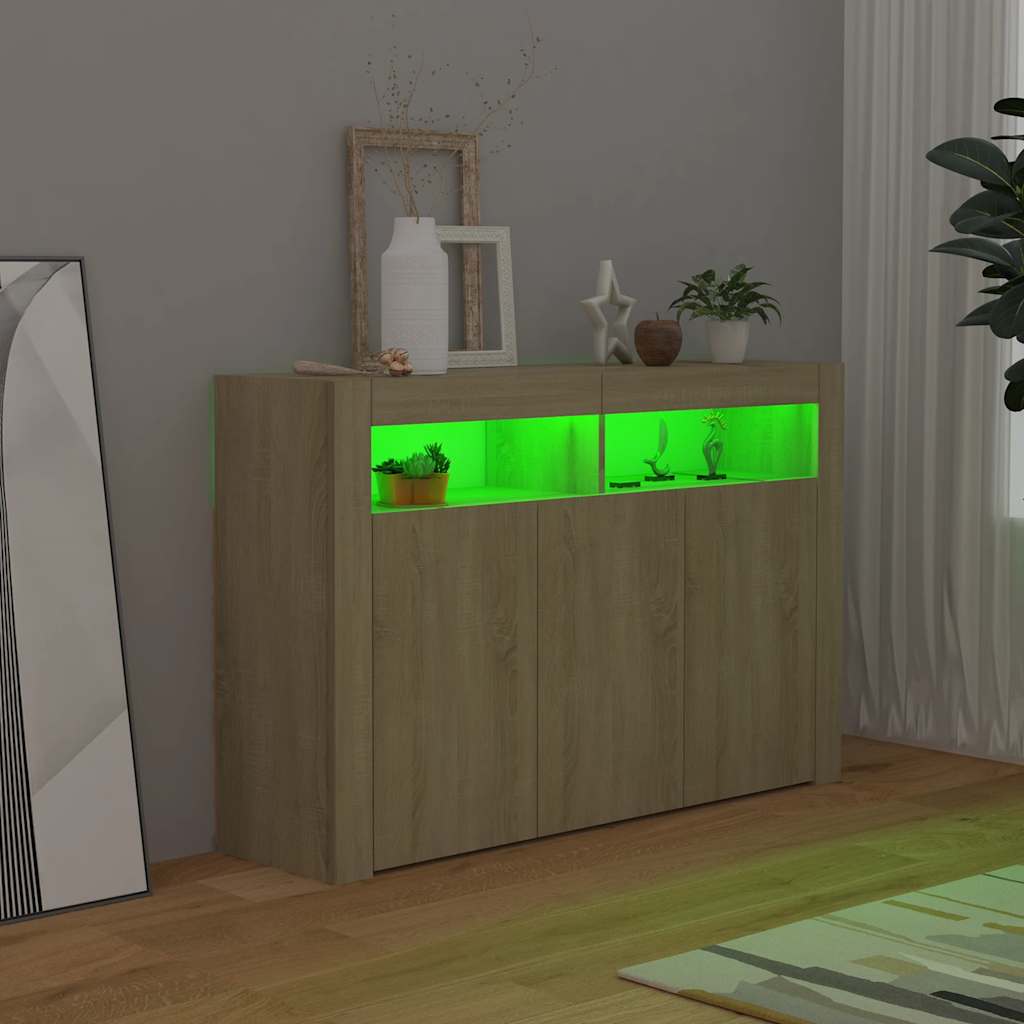 Buffet avec lumières LED chêne sonoma 115,5x30x75 cm - XIOS