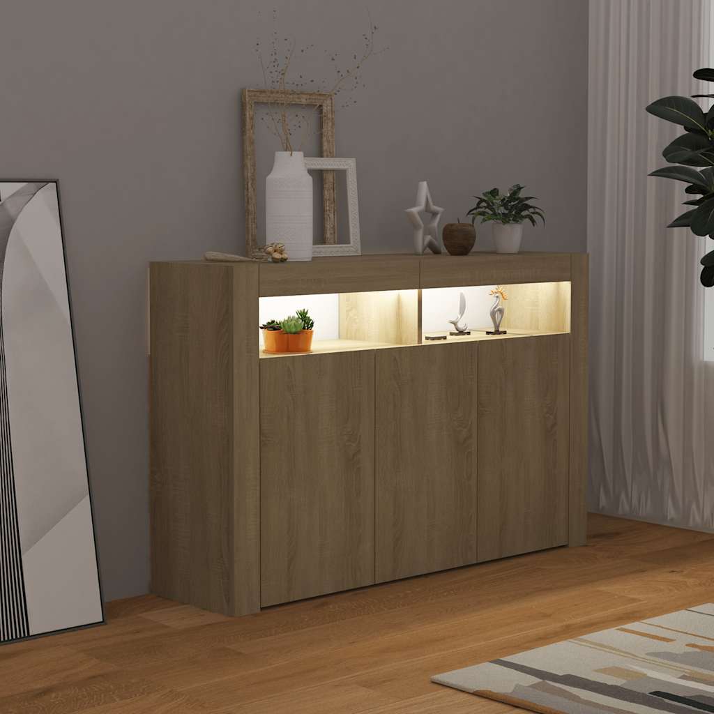 Buffet avec lumières LED chêne sonoma 115,5x30x75 cm - XIOS