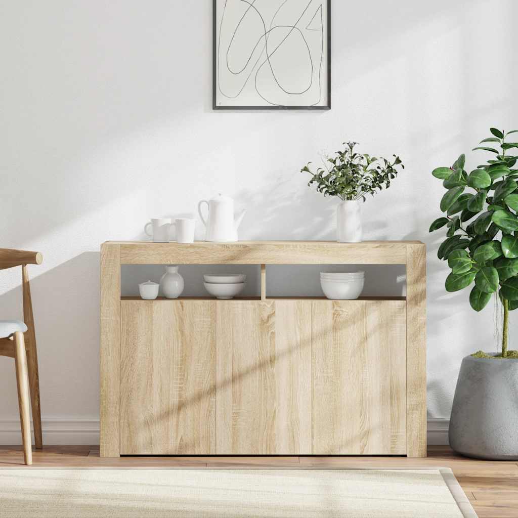 Buffet avec lumières LED chêne sonoma 115,5x30x75 cm - XIOS