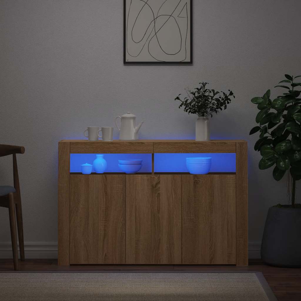 Buffet avec lumières LED chêne sonoma 115,5x30x75 cm - XIOS
