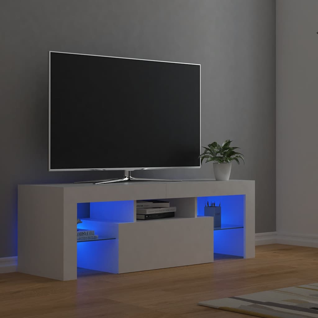 Meuble TV avec lumières LED Blanc 120x35x40 cm - XIOS