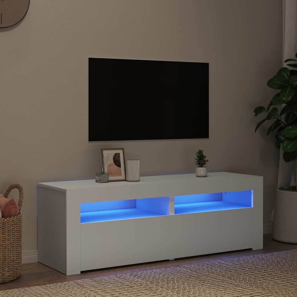 Meuble TV avec lumières LED blanc 120x35x40 cm - XIOS