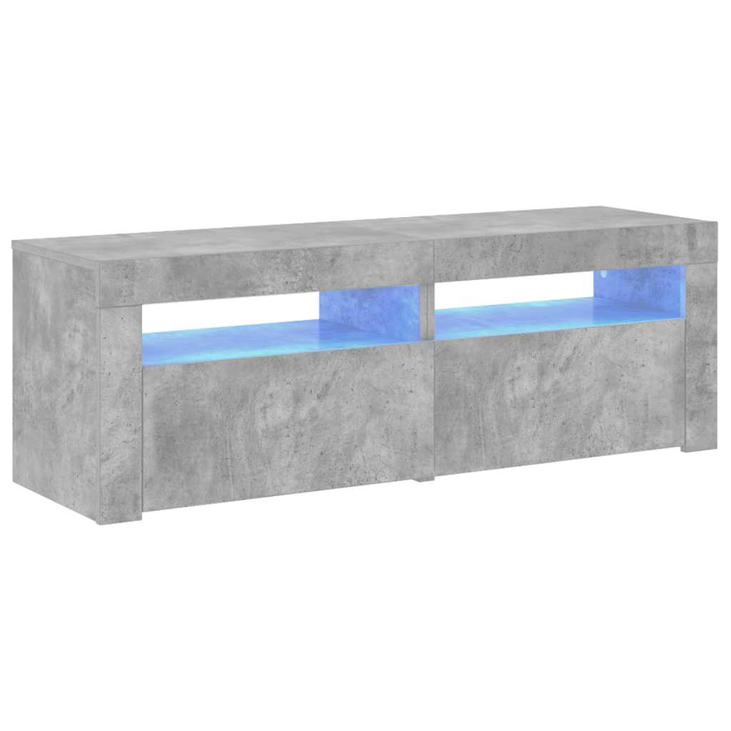 Meuble TV avec lumières LED gris béton 120x35x40 cm - XIOS