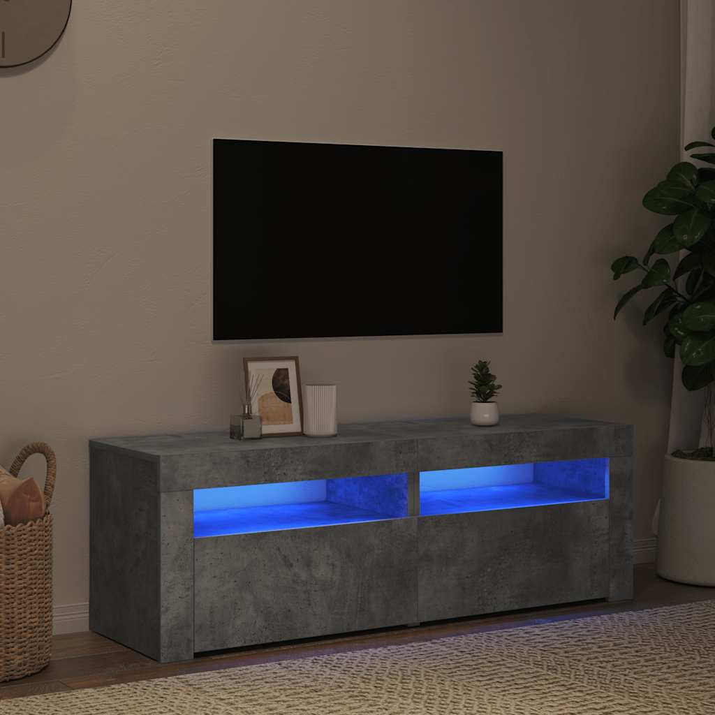 Meuble TV avec lumières LED gris béton 120x35x40 cm - XIOS