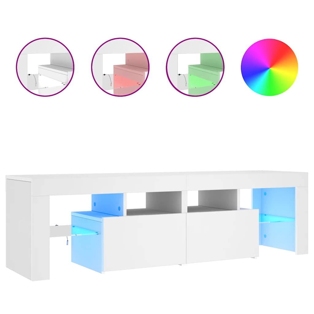 Meuble TV avec lumières LED Blanc 140x36,5x40 cm - XIOS