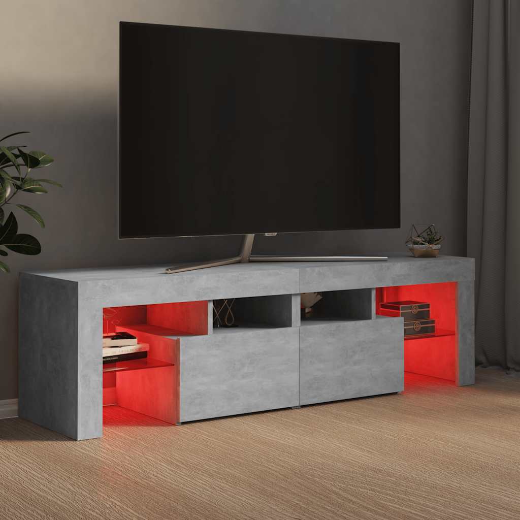 Meuble TV avec lumières LED Gris béton 140x36,5x40 cm - XIOS