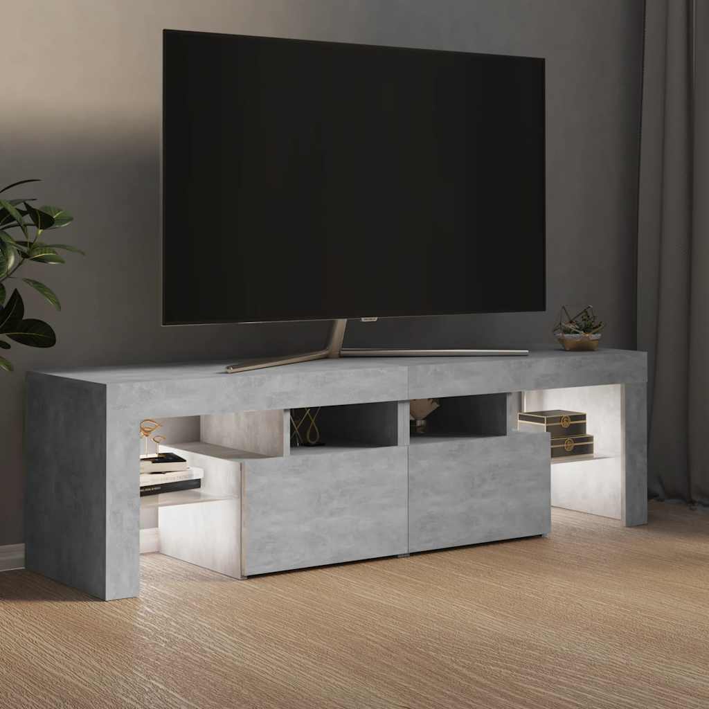 Meuble TV avec lumières LED Gris béton 140x36,5x40 cm - XIOS