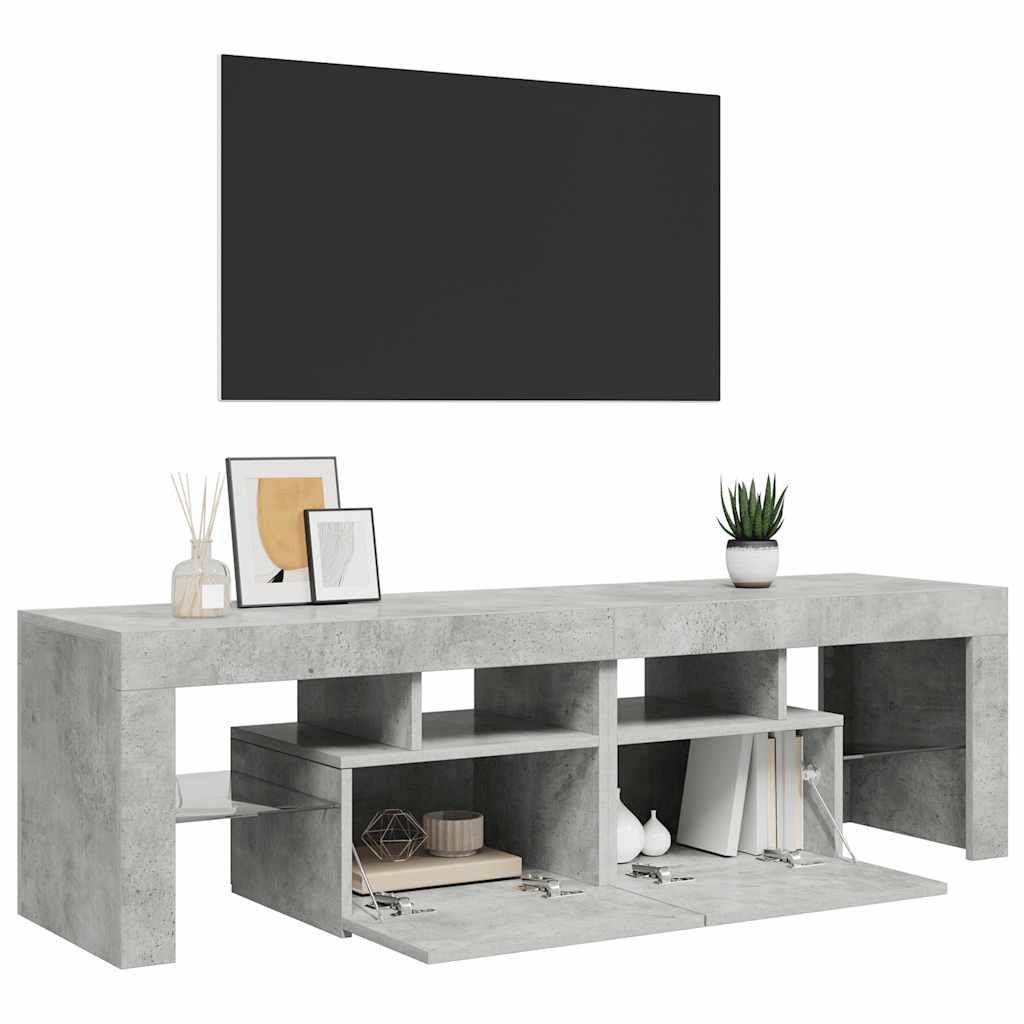 Meuble TV avec lumières LED Gris béton 140x36,5x40 cm - XIOS