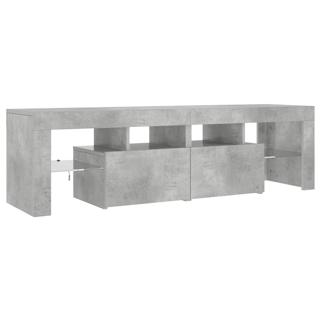 Meuble TV avec lumières LED Gris béton 140x36,5x40 cm - XIOS