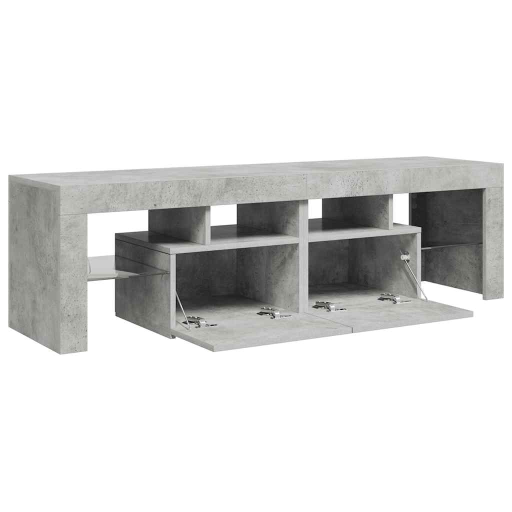 Meuble TV avec lumières LED Gris béton 140x36,5x40 cm - XIOS
